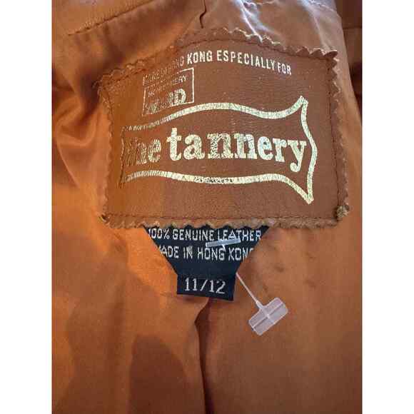 Vintage 70s Montgomery Ward The Tannery Belted BURNT ORANGE TRENCH Leather COAT - Picture 4 of 5